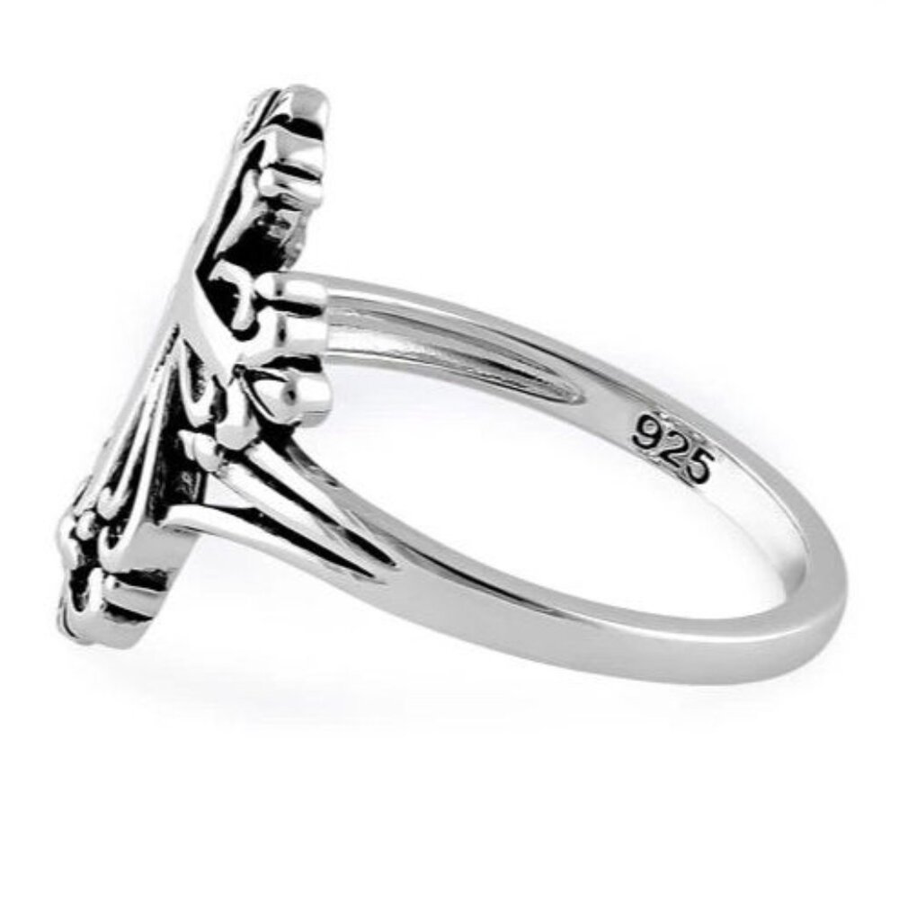925 STERLING SILVER Antique Style Dainty Cross Ring - Picture 16 of 16